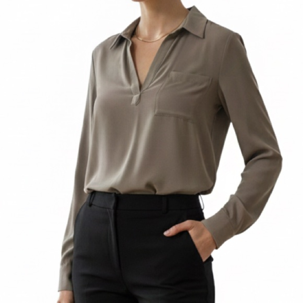 Bellatrix Taupe V-Neck Blouse